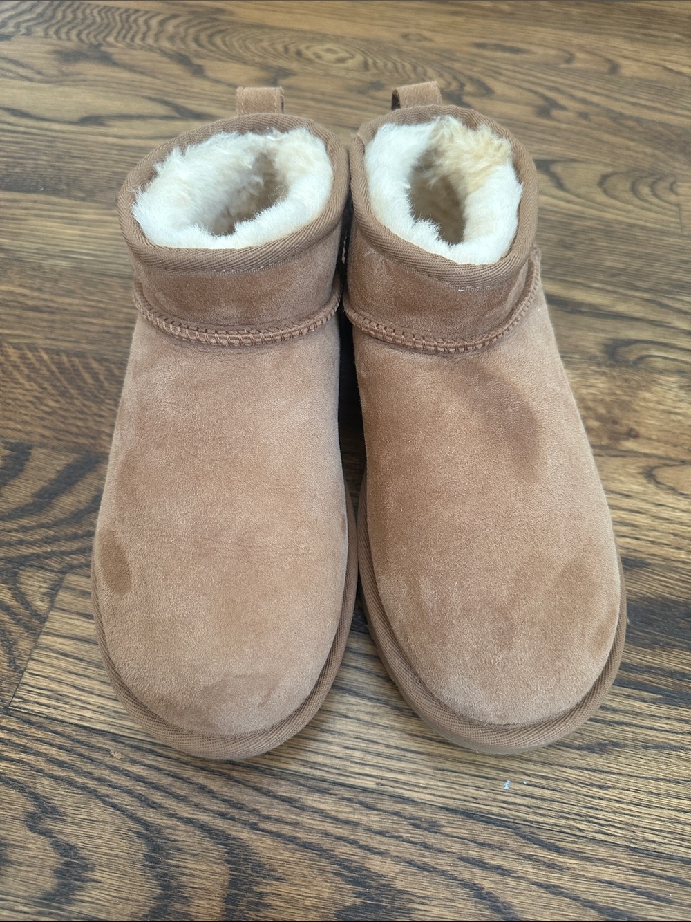 UGG Brown Suede Shearling Lined Slip-On Booties
Note: no noticeable smell - Picture 2 of 7